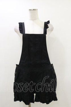 画像1: Emily Temple cute / ピンタックフリルサロペットパンツ  黒 H-26-03-20-036-ET-PA-KB-ZH