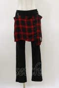 SEX POT ReVeNGe / チェックフラップ付レギンスパンツ L 黒×赤 H-26-03-20-038-SP-PA-KB-ZH