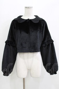 画像1: Mousita（海外ロリータブランド） / スカラップベロアボレロ 表記なし ブラック H-26-03-21-032-PU-TO-NS-ZH