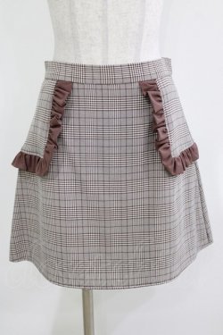 画像1: Ank Rouge / サイドフリル台形ミニスカート M ブラウン H-26-03-21-033-CA-SK-NS-ZH