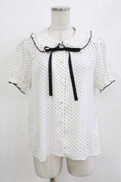 画像1: Ank Rouge / リボンタイパフブラウス M オフ/ブラックドット H-26-03-21-040-CA-BL-NS-ZH