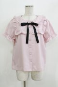 Ank Rouge / ヨークフリルリボンタイブラウス M ピンク/ブラック H-26-03-21-042-CA-BL-NS-ZH