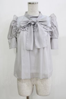 画像1: pium / スクエアフリルシアーラメ半袖ブラウス Free グレー H-26-03-21-044-0-BL-NS-ZH