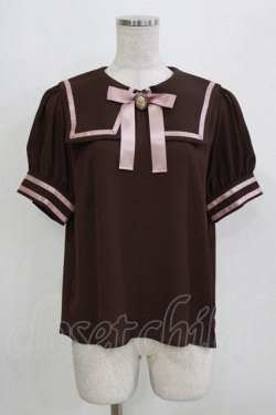 画像1: Ank Rouge / カメオリボンセーラーブラウス M ブラウン/ピンク H-26-03-21-046-CA-BL-NS-ZH