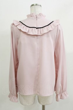 画像3: Ank Rouge / ラウンドヨークメッセージロゴブラウス M ピンク/ブラック H-26-03-21-047-CA-BL-NS-ZH