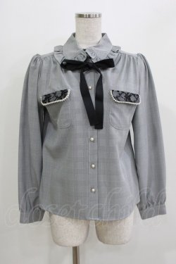 画像1: Ank Rouge / レース×パールトリムポケットブラウス M ブラック H-26-03-21-048-CA-BL-NS-ZH