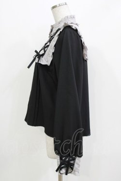 画像2: DearMyLove / レースアッフヨークフリルブラウス LL ブラック/グレー H-26-03-21-050-EL-BL-NS-ZH