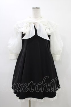 画像1: mellfy memory / Lacy millefeuille frill collar ワンピース S ブラック H-26-03-21-1047-0-OP-NS-ZH