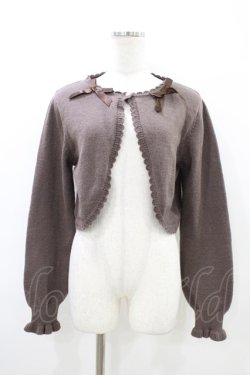 画像1: m petit by misako / AM*リボンニットボレロ S ブラウン H-26-03-21-1056-LO-TO-NS-ZH