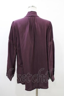 画像2: axes femme / 刺繍入りリボンロングブラウス M ワイン H-26-03-21-1057-AX-BL-NS-ZH