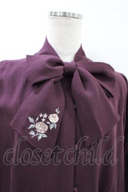 画像3: axes femme / 刺繍入りリボンロングブラウス M ワイン H-26-03-21-1057-AX-BL-NS-ZH