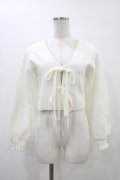 mellfy memory / Twin ribbon pearl カーディガン M オフ H-26-03-21-1061-0-TO-NS-ZH