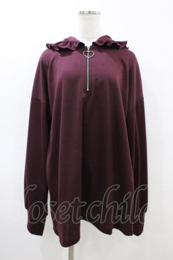 画像1: DearMyLove / レースアップフードパーカー M~L ワイン H-26-03-21-1062-EL-TO-NS-ZH