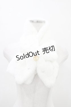 画像1: BABY,THE STARS SHINE BRIGHT / リボンとパールのファーマフラー  白 H-26-03-21-1023-BA-ZA-NS-ZH