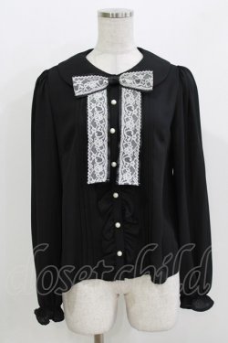 画像1: Ank Rouge / レースリボンブラウス M ブラック H-26-03-21-052-CA-BL-NS-ZH