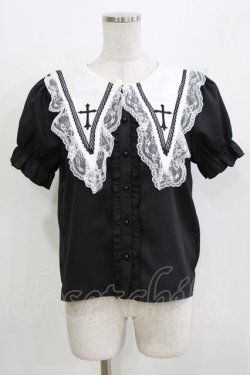 画像1: MA*RS / 十字架刺繍セーラーブラウス Free ブラック H-26-03-21-055-EL-BL-NS-ZH