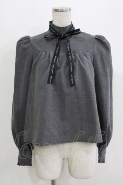 画像1: EATME / ロゴプリントリボンブラウス Free グレー H-26-03-21-056-LO-BL-NS-ZH