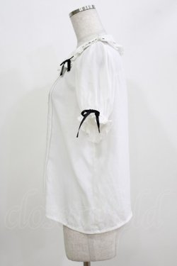 画像2: Ank Rouge / ハシゴリボンフリルカラーパフブラウス M オフ/ブラック H-26-03-21-057-CA-BL-NS-ZH