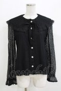 Ank Rouge / ビジューボタンレースブラウス M ブラック H-26-03-21-061-CA-BL-NS-ZH