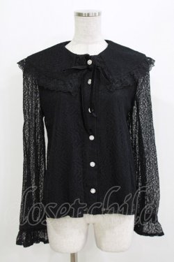 画像1: Ank Rouge / ビジューボタンレースブラウス M ブラック H-26-03-21-061-CA-BL-NS-ZH
