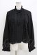 画像1: DearMyLove / ハイネック ピンタックブラウス LL ブラック H-26-03-21-062-EL-BL-NS-ZH (1)