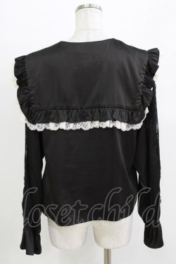 画像2: DearMyLove / サテンレース 切り替えブラウス LL ブラック H-26-03-21-063-EL-BL-NS-ZH