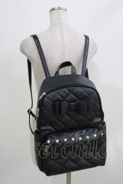 画像1: Ank Rouge / A4キルティングリボンリュック  ブラック H-26-03-21-071-CA-BG-NS-ZH