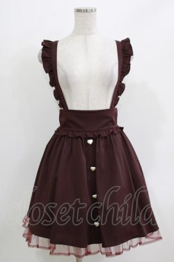 画像1: Ank Rouge / ハートボタンサス付きスカート M ワイン H-26-03-21-022-CA-SK-NS-ZH