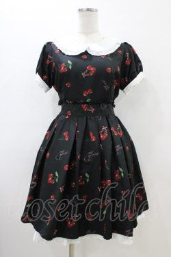 画像1: Ank Rouge / ハートロゴチェリーワンピース M ブラック H-26-03-22-1030-CA-OP-NS-ZH