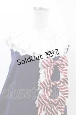 画像3: Grove Deer（海外ロリータブランド） / ストライプリボンジャンパースカート L ネイビー H-26-03-22-1033-LO-OP-NS-ZH