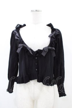 画像1: Maria pipi / リボンネックカーディガン Free ブラック H-26-03-22-1040-EL-TO-NS-ZH