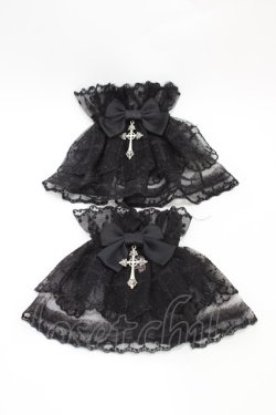 画像1: Chalmiere / クロスレースお袖留め  ブラック H-26-03-22-1006-0-ZA-NS-ZH