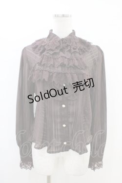 画像1: BABY,THE STARS SHINE BRIGHT / ストライプシフォンジャボ付丸衿ブラウス Free ブラウン H-26-03-22-1048-BA-BL-NS-ZH