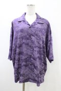 AXES-X / 江戸風ジャガード半袖シャツ M パープル H-26-03-22-1060-LO-BL-NS-ZH