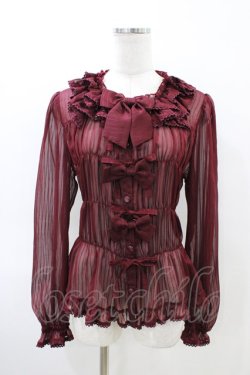 画像1: metamorphose / スクエアあきシャーリング長袖ブラウス Free ワイン H-26-03-22-1010-ME-BL-NS-ZH