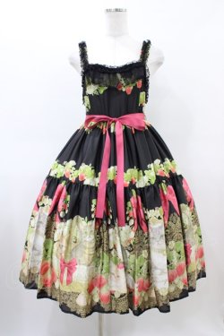 画像1: BAROQUE / Strawberry field’s Cats イチゴ畑の猫たちジャンパースカート M ブラック H-26-03-22-1018-EL-OP-NS-ZH