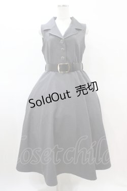 画像1: an another angelus / ベルト付きウールライク開衿ジレワンピース Free GRAY H-26-03-22-1021-CA-OP-NS-ZH