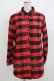 画像1: KRY CLOTHING / チェックプリントスリーブシャツ  赤 H-26-03-22-060-EL-BL-KB-ZH (1)