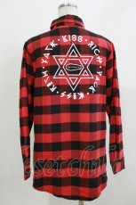 画像3: KRY CLOTHING / チェックプリントスリーブシャツ  赤 H-26-03-22-060-EL-BL-KB-ZH (3)