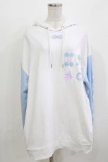 画像1: LISTEN FLAVOR / 麻雀パイ袖切替パーカー  ライトブルー×ホワイト H-26-03-22-071-PU-TO-KB-ZH (1)