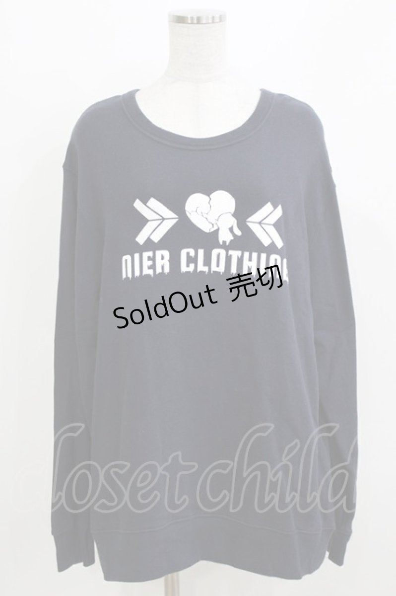 画像1: NieR Clothing / プリントLONG CUTSEW  ネイビー H-26-03-22-077-PU-TO-KB-ZH (1)