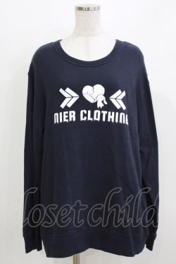 画像1: NieR Clothing / プリントLONG CUTSEW  ネイビー H-26-03-22-077-PU-TO-KB-ZH
