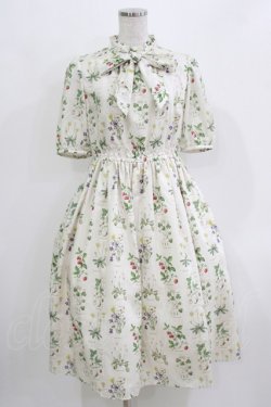 画像1: Melody BasKet / 植物図鑑ボウタイワンピース M アイボリー H-26-03-22-013-LO-OP-KB-ZH
