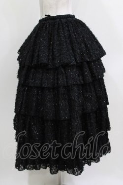 画像2: MARBLE / 5段フリルロングボリュームスカート  黒/ラメシャギー H-26-03-22-002-GO-SK-KB-ZH