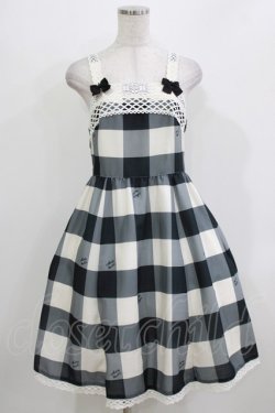 画像1: Melody BasKet / Melody Block Checkジャンパースカート  ブラック H-26-03-22-015-LO-OP-KB-ZH