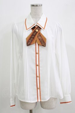 画像1: Amavel / Message Stripeクロスタイシャツブラウス Free オフ/オレンジ H-26-03-23-029-CA-BL-NS-ZH