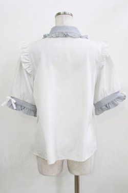 画像3: DearMyLove / 3連ビジューレースフリルブラウス L オフ/ブルーグレー H-26-03-23-031-EL-BL-NS-ZH