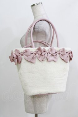 画像1: m petit by misako / NINA'Sコラボ リボンファーバッグ  オフ/ピンク H-26-03-23-047-LO-BG-NS-ZH