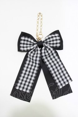 画像1: m petit by misako / ギンガムチェックリボンバッグチャーム  ブラック H-26-03-23-060-LO-ZA-NS-ZH