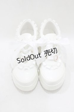 画像1: Amavel / 厚底フリルスニーカー L/24cm~24.5cm 白 H-26-03-23-073-CA-SH-NS-ZH